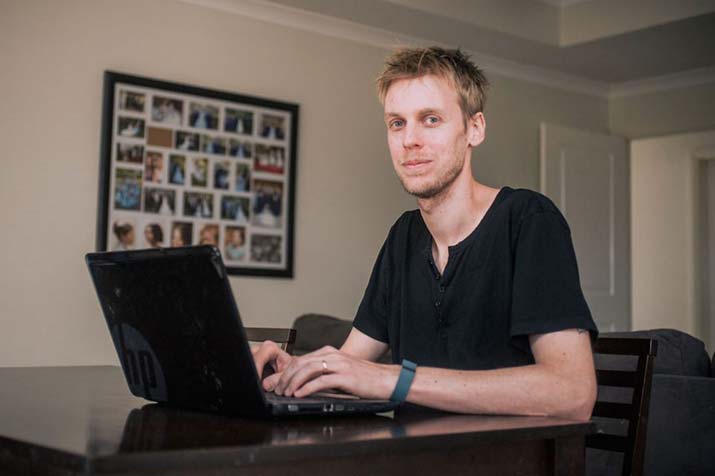 Information technology student Shane Browner-laptop